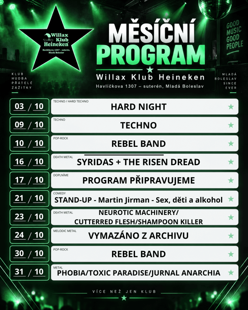 willax klub heineken program rijen 2026 mlada boleslav.png | U Kvakoše - Willax Klub